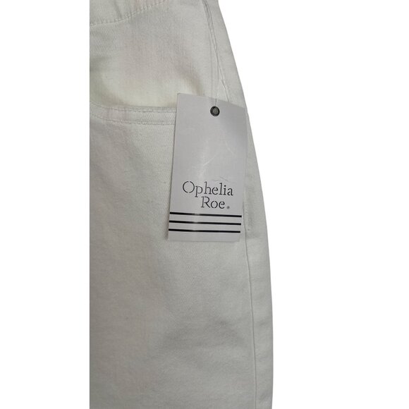 Ophelia Roe Women's Size Large White Denim Jean Midi Skirt Front Slit - Picture 4 of 10